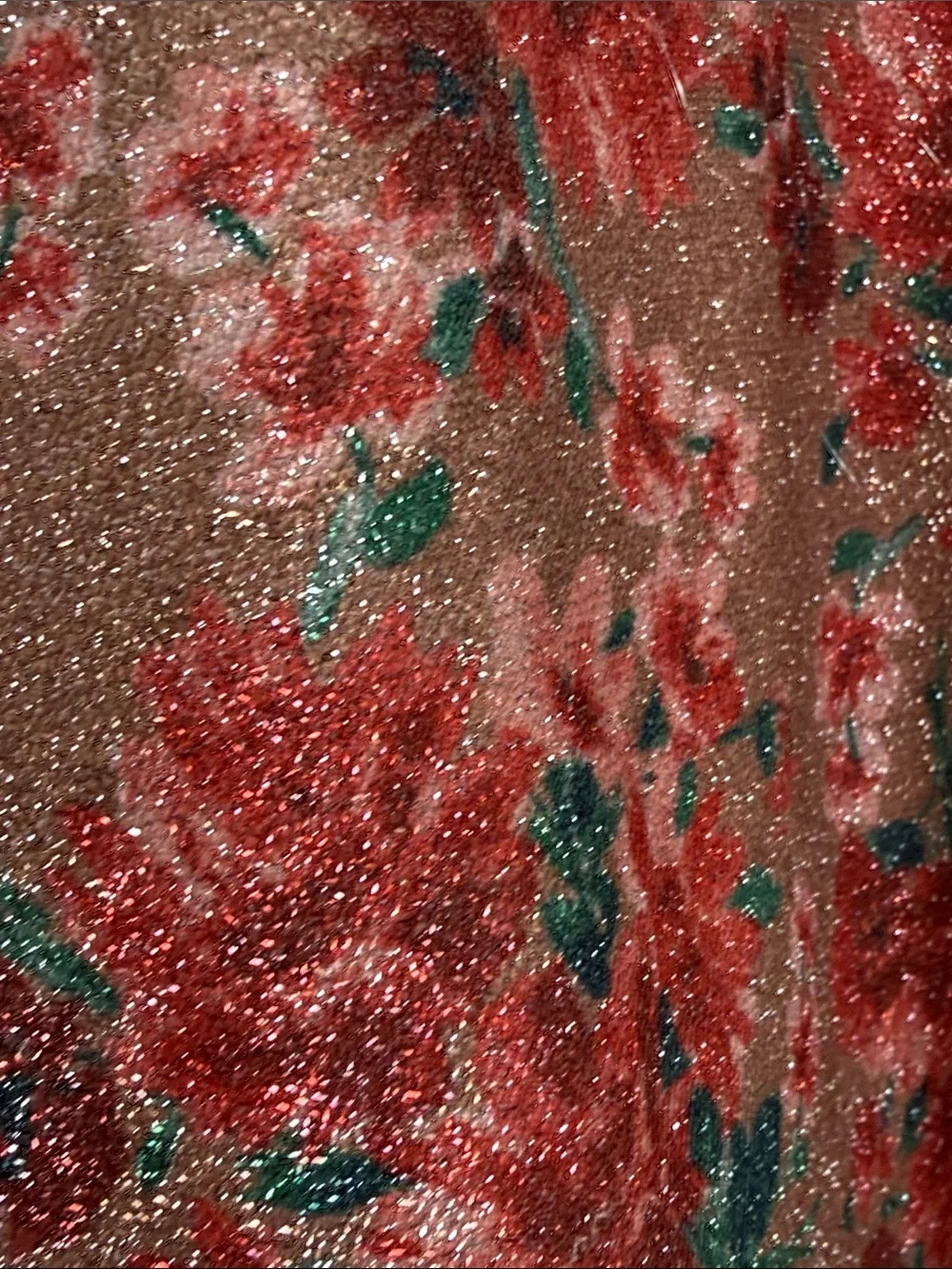 NWT Peach Love California Rose-Print Sparkle Cropped Top Medium